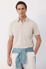Cortefiel Polo rayas bolsillo Beige