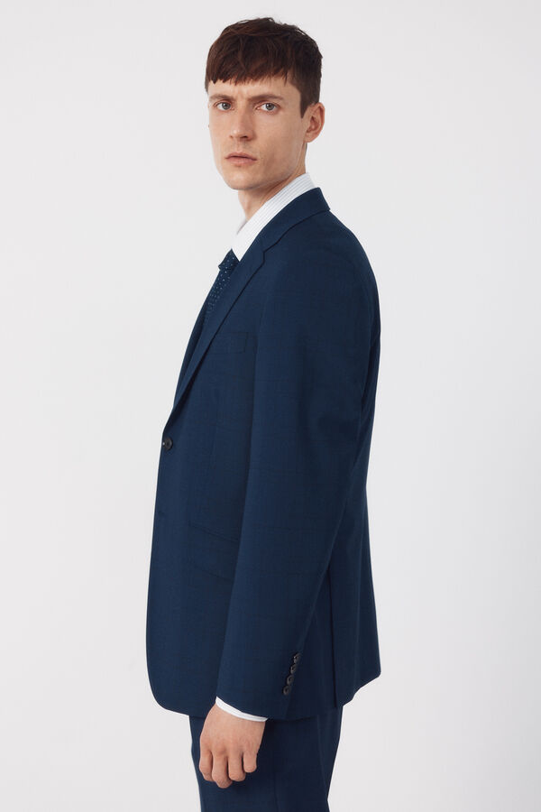 Cortefiel Americana traje dynamic cuadro azul Azul oscuro
