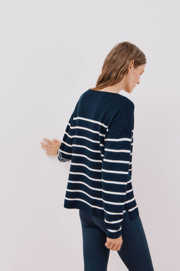 Cortefiel Su&eacute;ter escote en pico Estampado azul