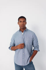 Cortefiel Camisa lisa oxford slub Azul oscuro