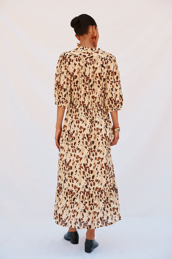 Cortefiel Vestido largo estampado ajustado Multicolor