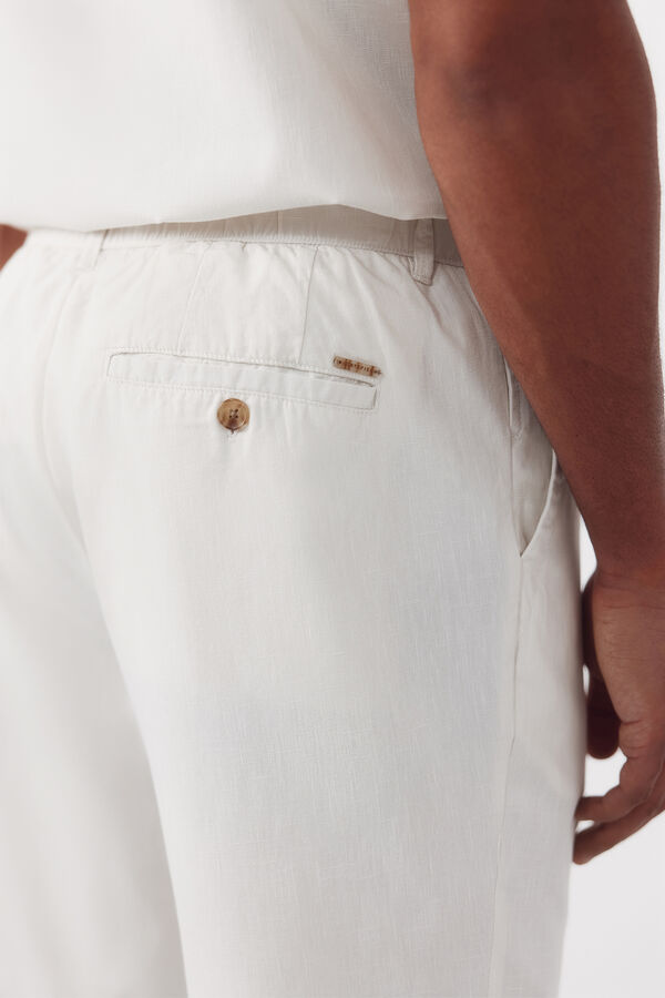 Cortefiel Pantal&oacute;n con gomas y cordones regular Marfil