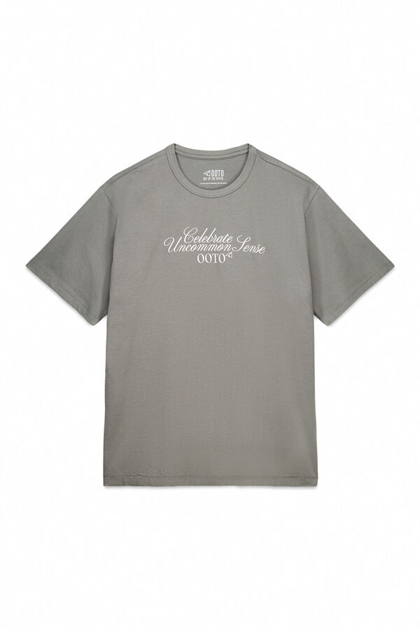 OOTO Camiseta gr&aacute;fica lavada Kaki