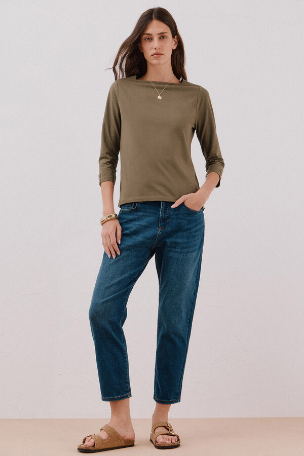 Cortefiel Playera de algod&oacute;n Kaki