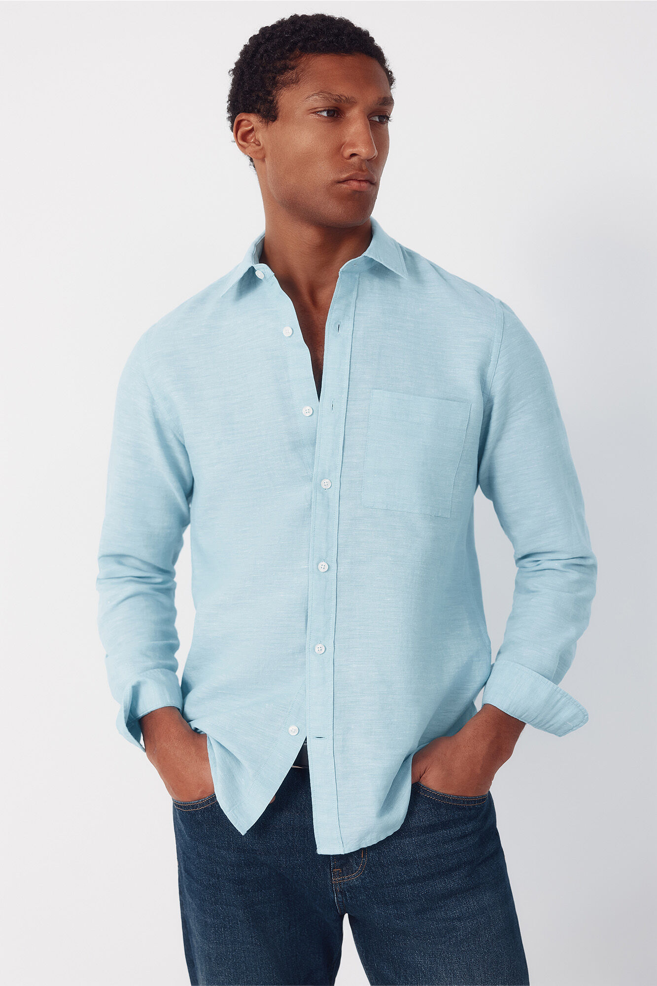 Cortefiel Camisa lino algod&oacute;n liso