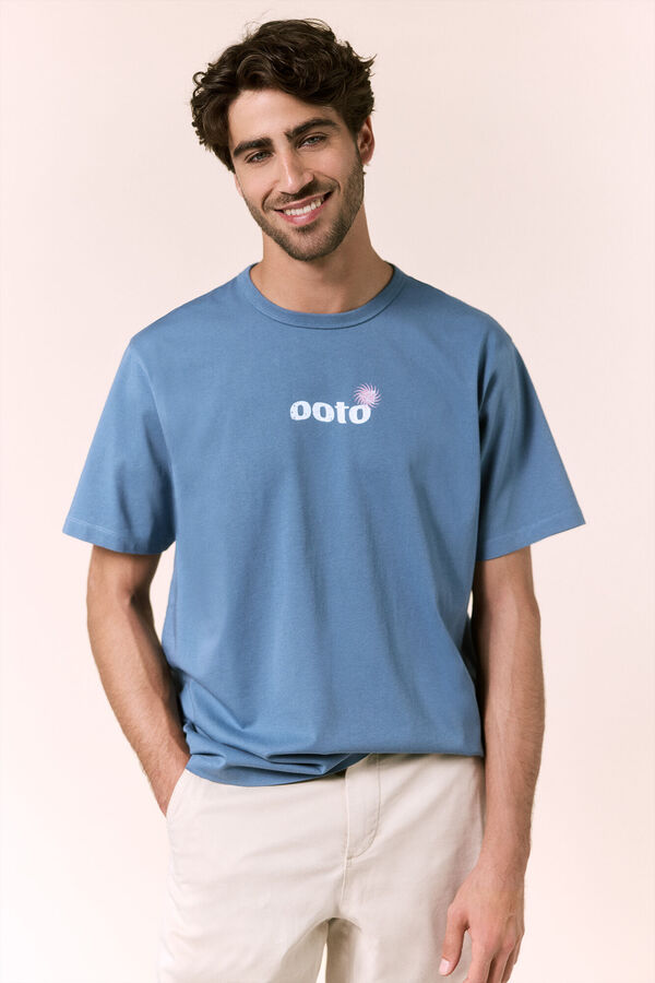OOTO Camiseta gr&aacute;fica lavada Azul