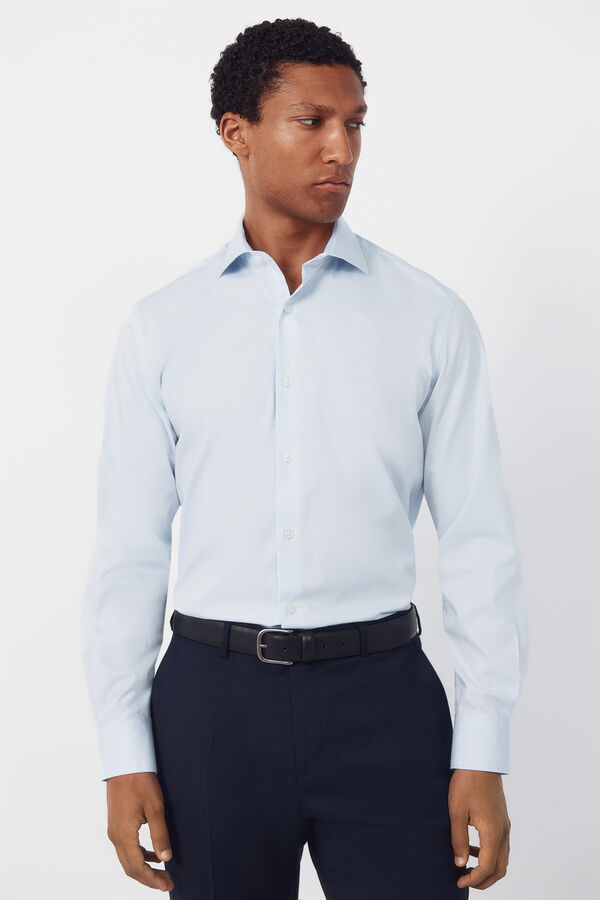 Cortefiel Camisa vestir lisa f&aacute;cil plancha Azul