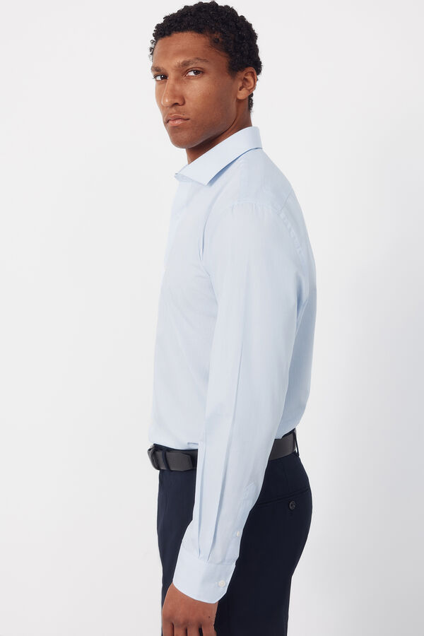 Cortefiel Camisa vestir cuadros slim fit f&aacute;cil plancha Azul