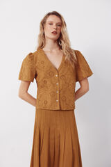 Cortefiel Blusa con bordados Amarillo
