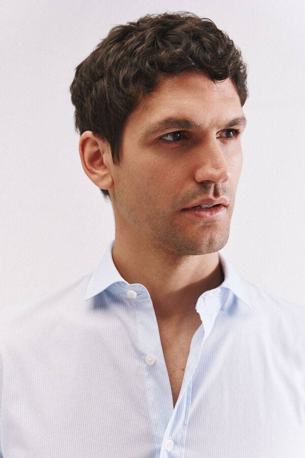 Cortefiel Camisa rayas algod&oacute;n Azul