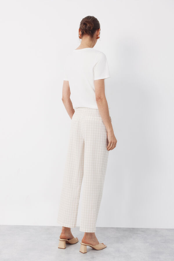 Cortefiel Pantal&oacute;n de estampado vichy Estampado blanco