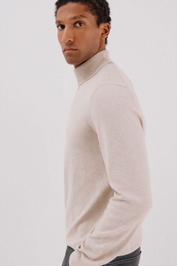 Cortefiel Su&eacute;ter algod&oacute;n cashmere cuello alto Beige