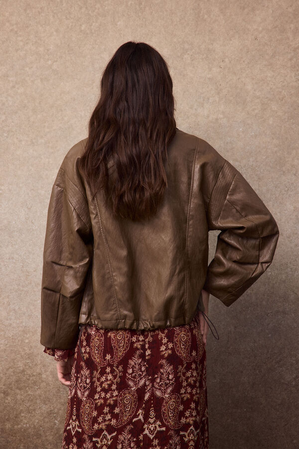 Slowlove Cazadora biker pespuntes Beige
