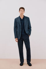 Cortefiel Blazer de punto espiga Azul oscuro