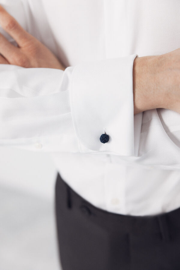 Cortefiel Camisa vestir lisa f&aacute;cil plancha Blanco