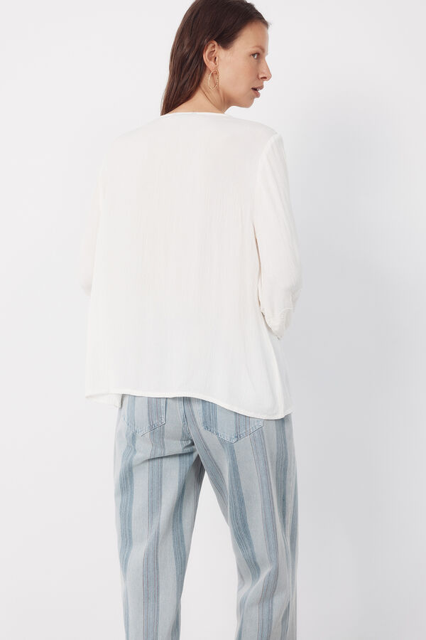 Cortefiel Blusa con bordados Blanco