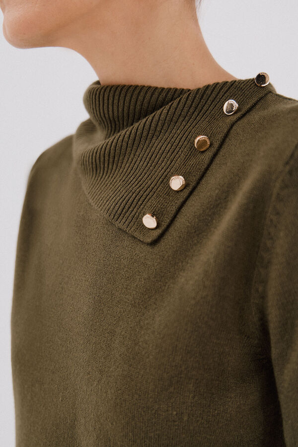 Cortefiel Su&eacute;ter cuello botones Kaki