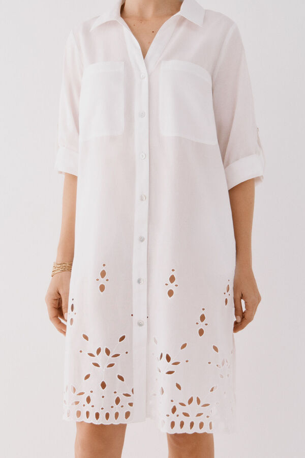 Cortefiel Caft&aacute;n camisero largo Blanco