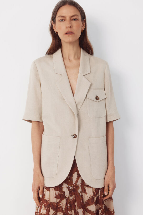 Cortefiel Blazer manga corta Beige
