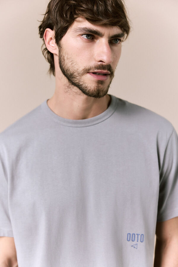 OOTO Camiseta lavada con logo Gris