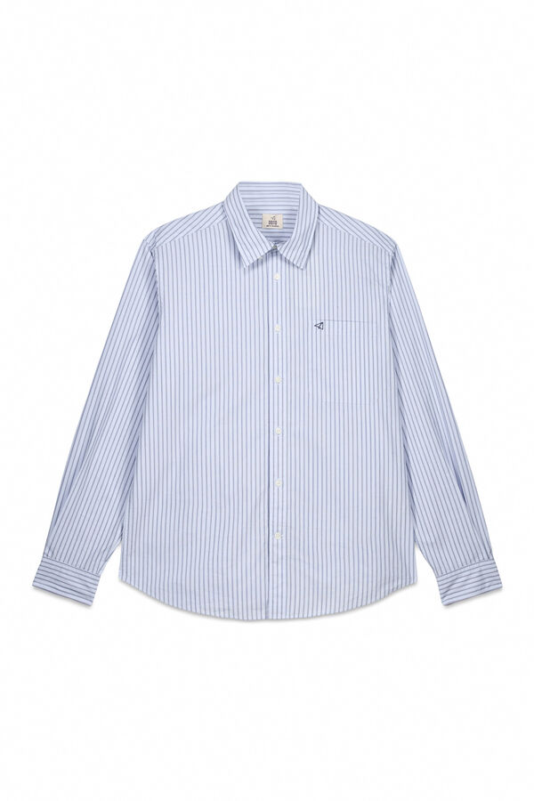 OOTO Camisa rayas popel&iacute;n manga larga Azul