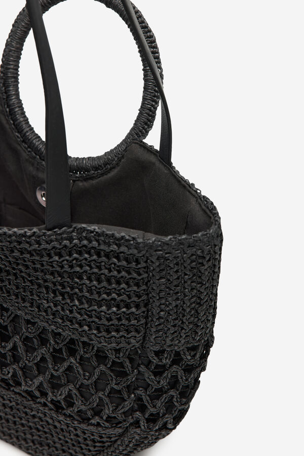 Cortefiel Bolsa de playa espigas Negro