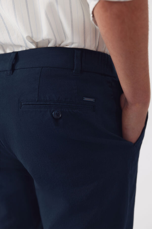 Cortefiel Pantal&oacute;n chino algod&oacute;n-lino regular Azul oscuro