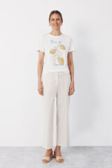 Cortefiel Pantal&oacute;n de estampado vichy Estampado blanco