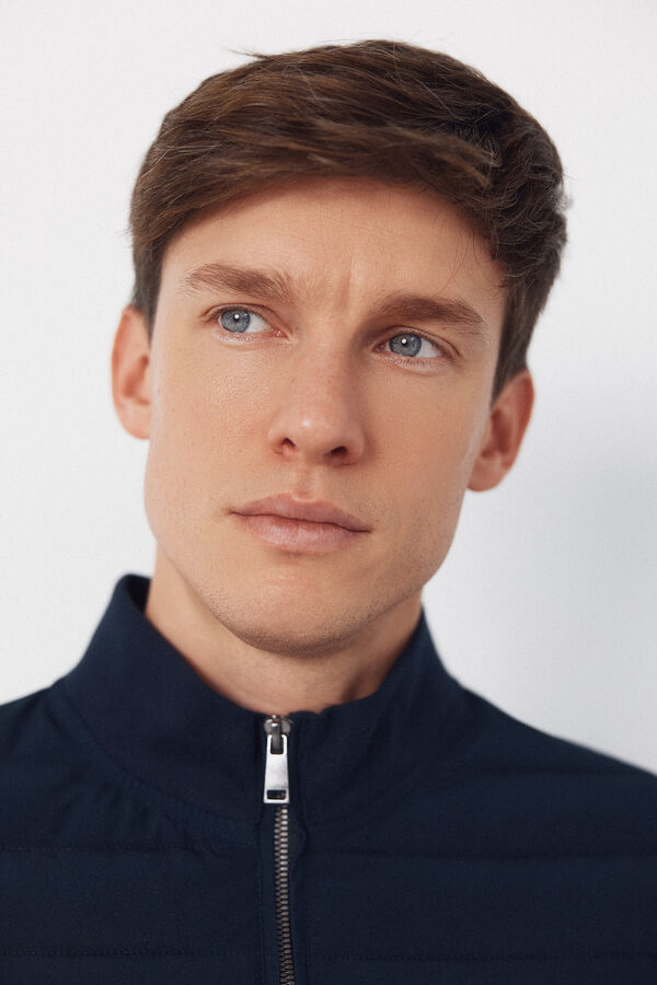 Cortefiel C&aacute;rdigan tejido combinado Azul marino