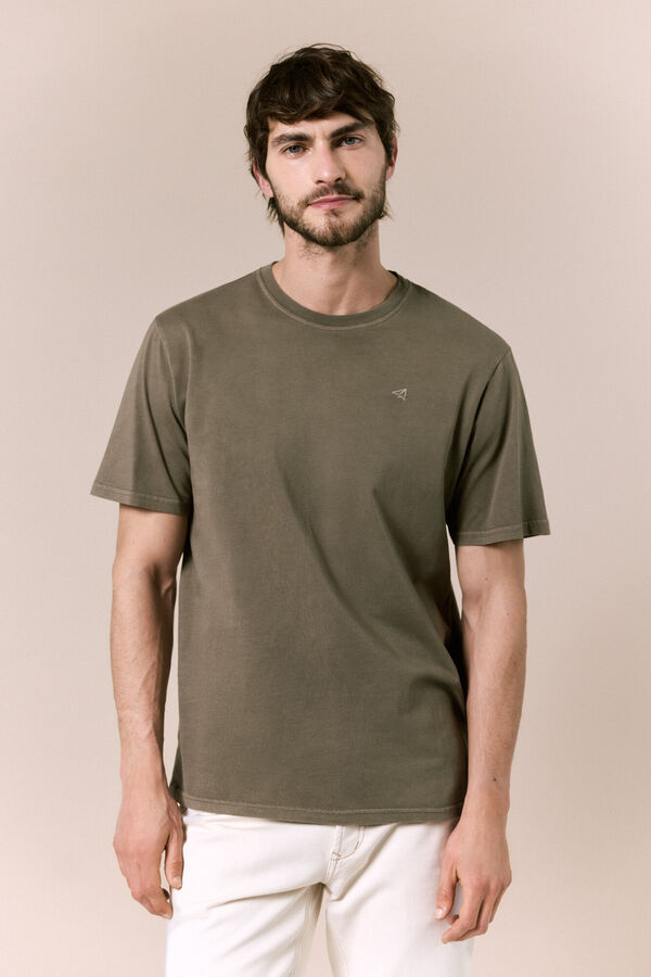 OOTO Camiseta b&aacute;sica lavada Kaki