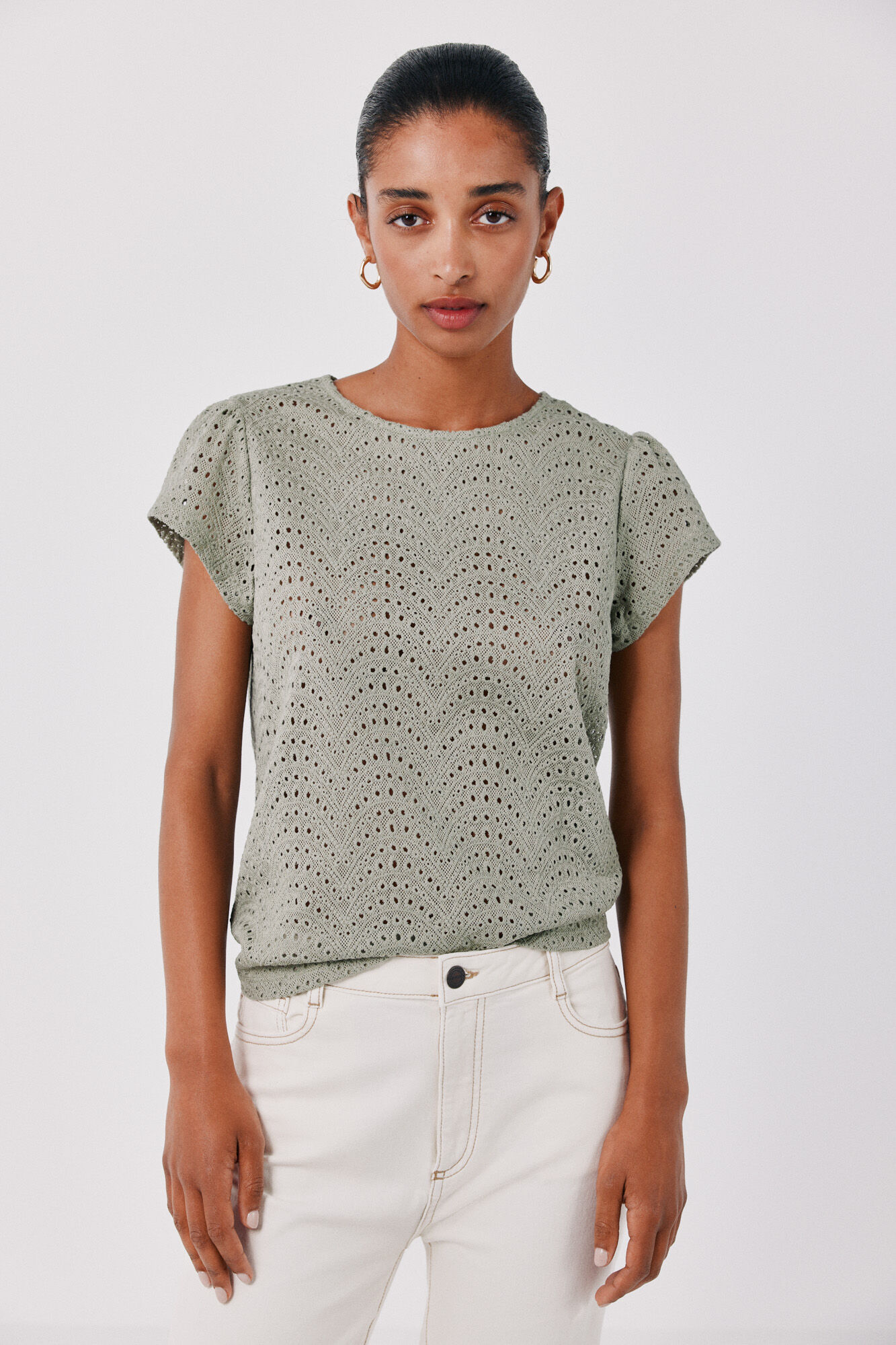 Cortefiel Playera de crochet bordado