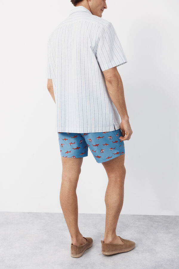 Cortefiel Ba&ntilde;ador estampado tiburones grandes Azul