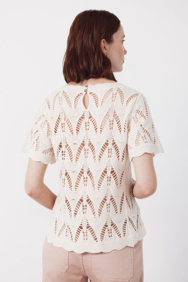 Cortefiel Top de crochet Blanco