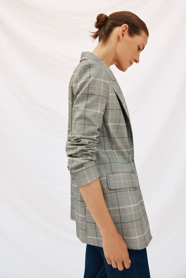 Cortefiel Blazer a cuadros Estampado gris
