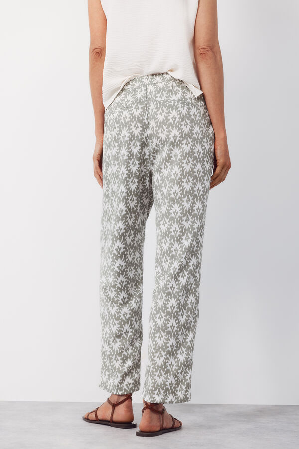 Cortefiel Pantal&oacute;n fluido estampado Estampado verde