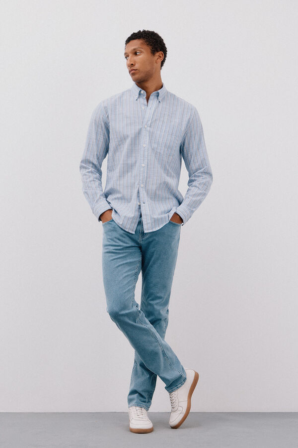 Cortefiel Camisa rayas flam&eacute; Azul oscuro