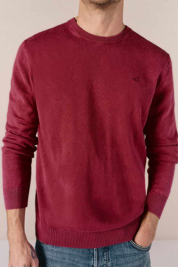 OOTO Jersey cuello redondo algod&oacute;n lavado Granate