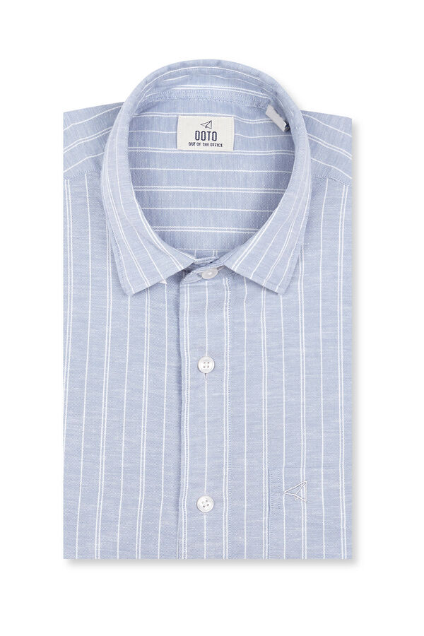 OOTO Camisa algod&oacute;n lino rayas Azul