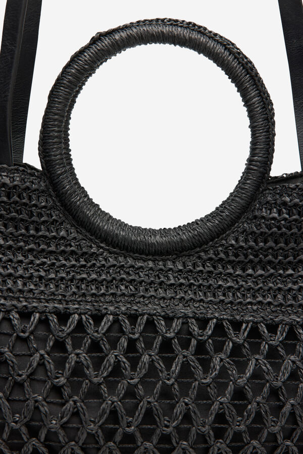 Cortefiel Bolsa de playa espigas Negro