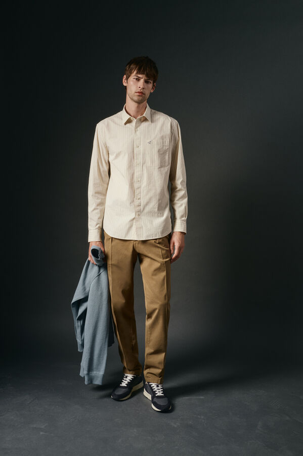 OOTO Camisa rayas estructura Marfil