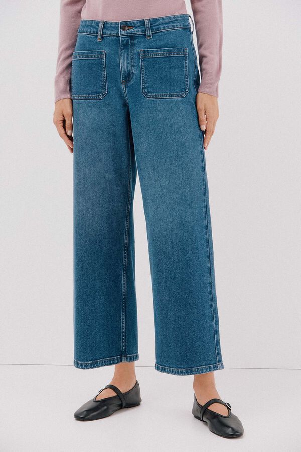 Cortefiel Pantalones marine bolsillos Azul