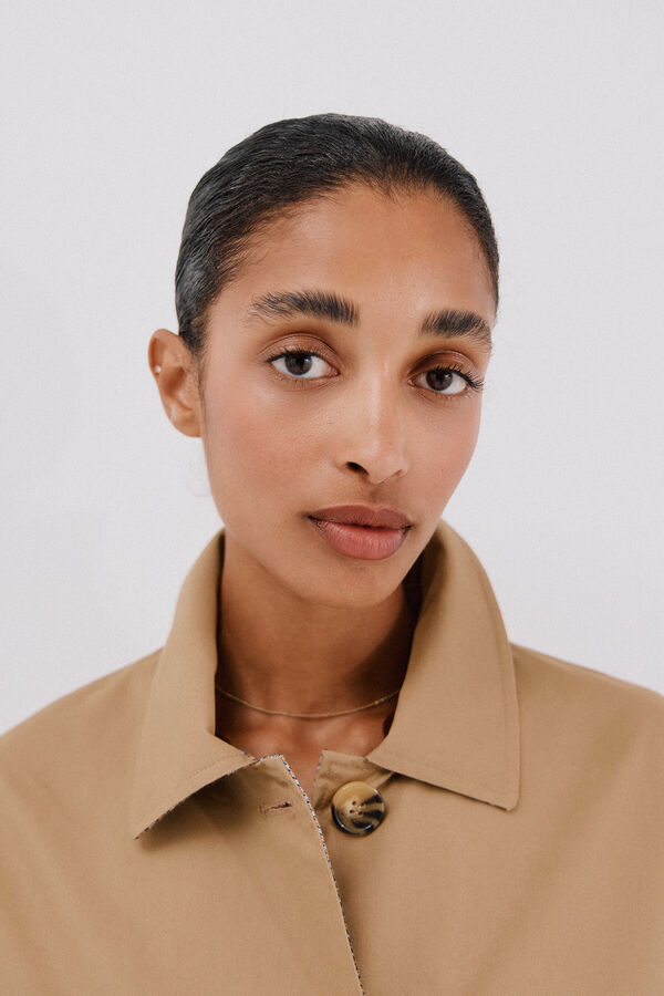 Cortefiel Gabardina larga Beige