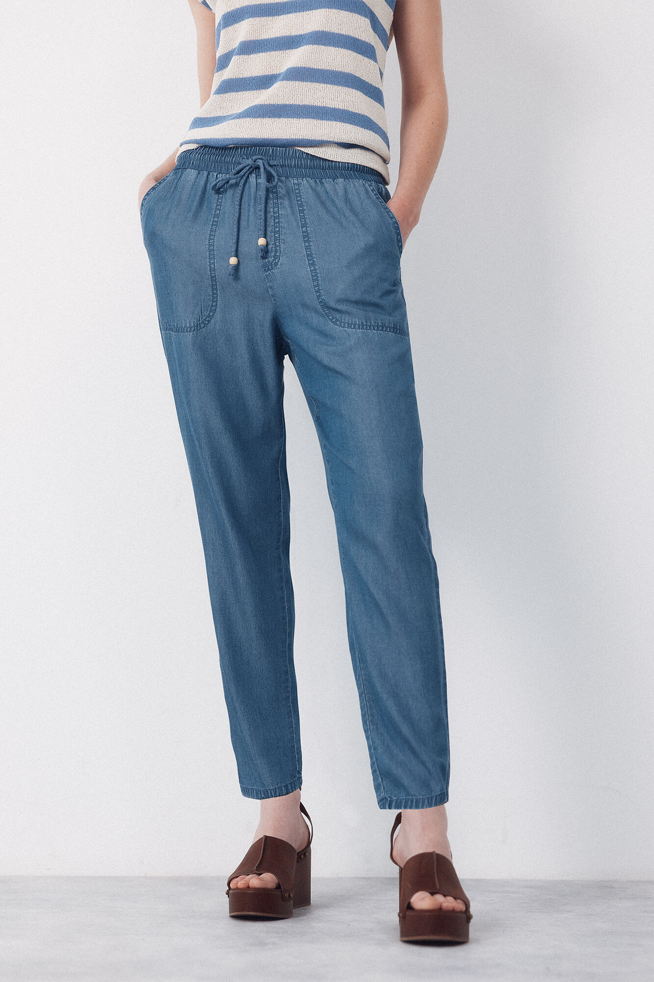 Cortefiel Pantalones fluidos de tencel