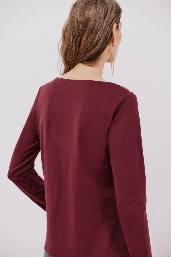 Cortefiel Playera barco botones Vino