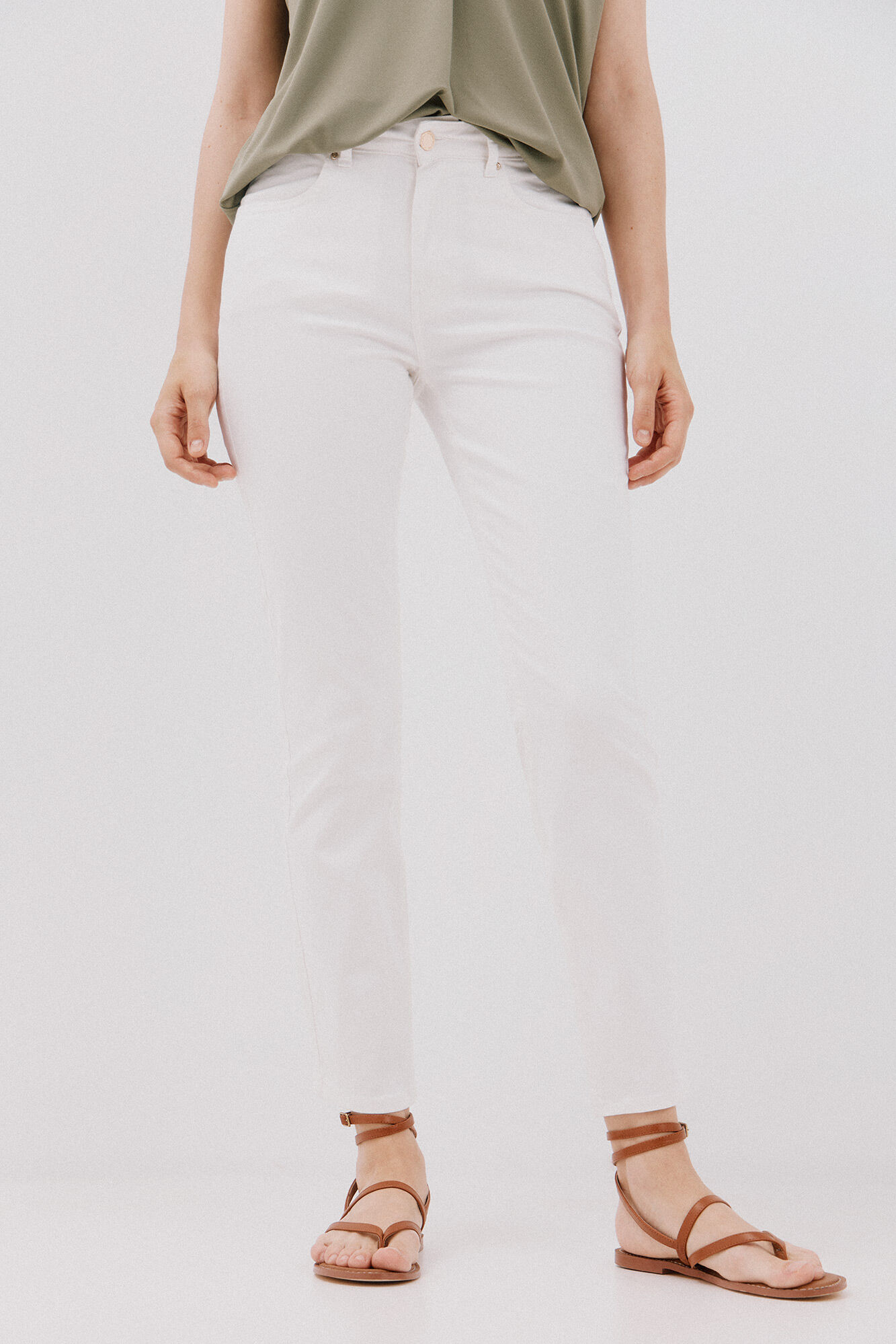 Cortefiel Pantalones pitillo crop color