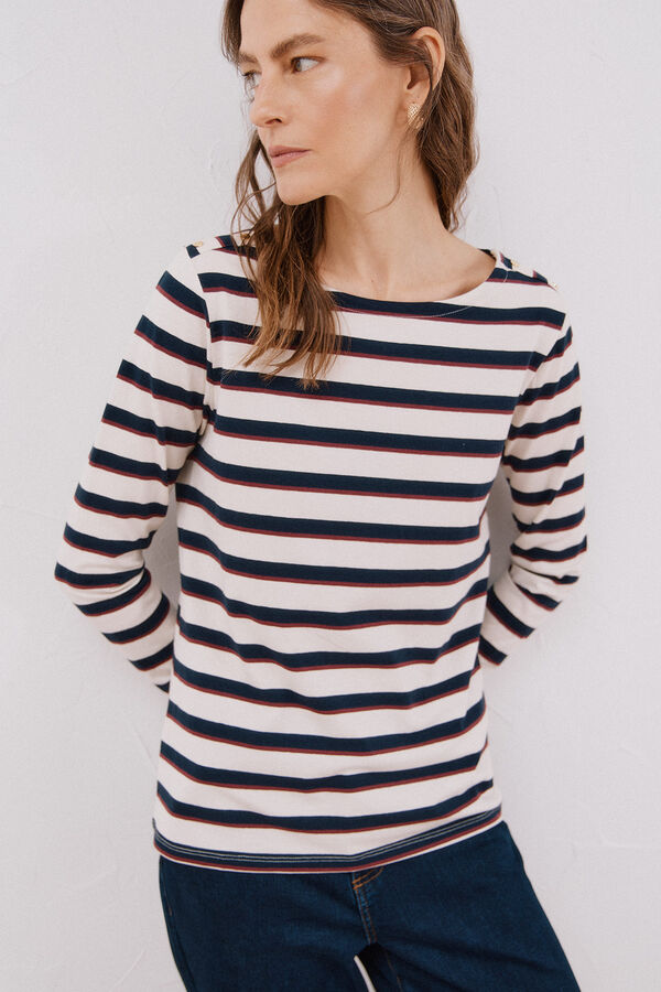 Cortefiel Playera barco botones Estampado azul