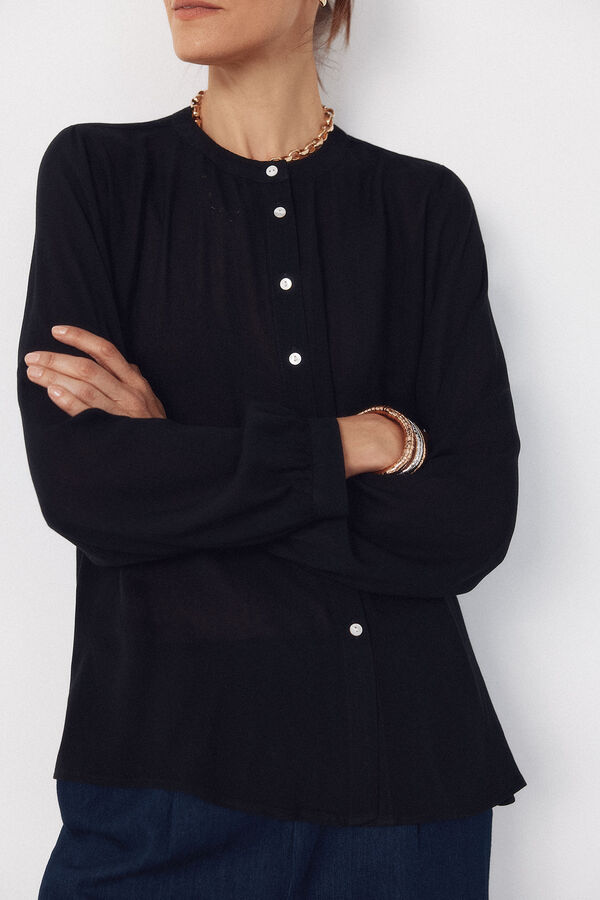 Cortefiel Blusa de cuello redondo Negro