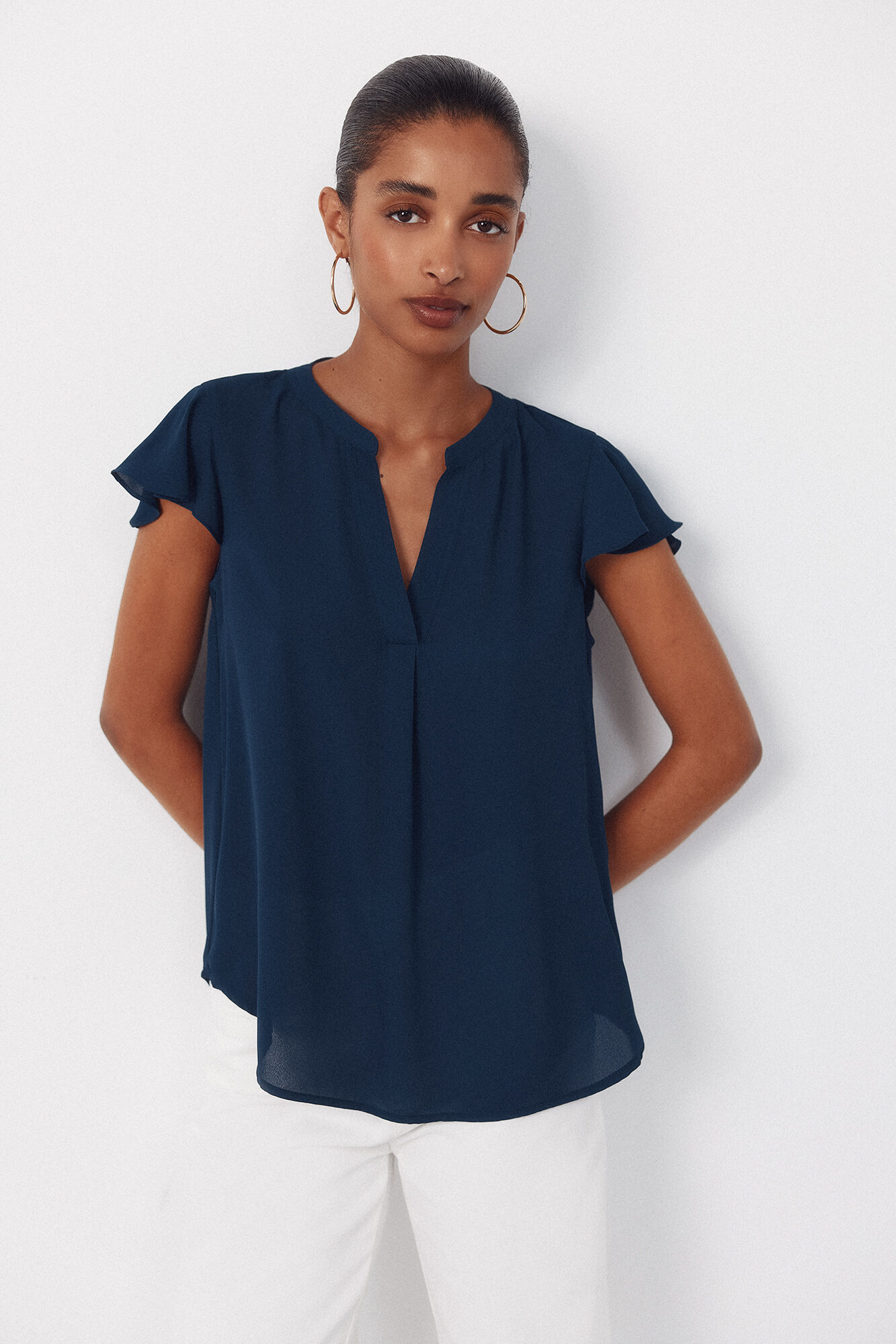 Cortefiel Blusa fluida de manga de vuelo