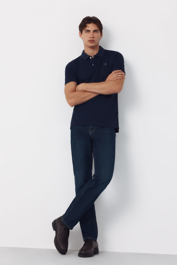 Cortefiel Polo b&aacute;sico piqu&eacute; slim Azul marino