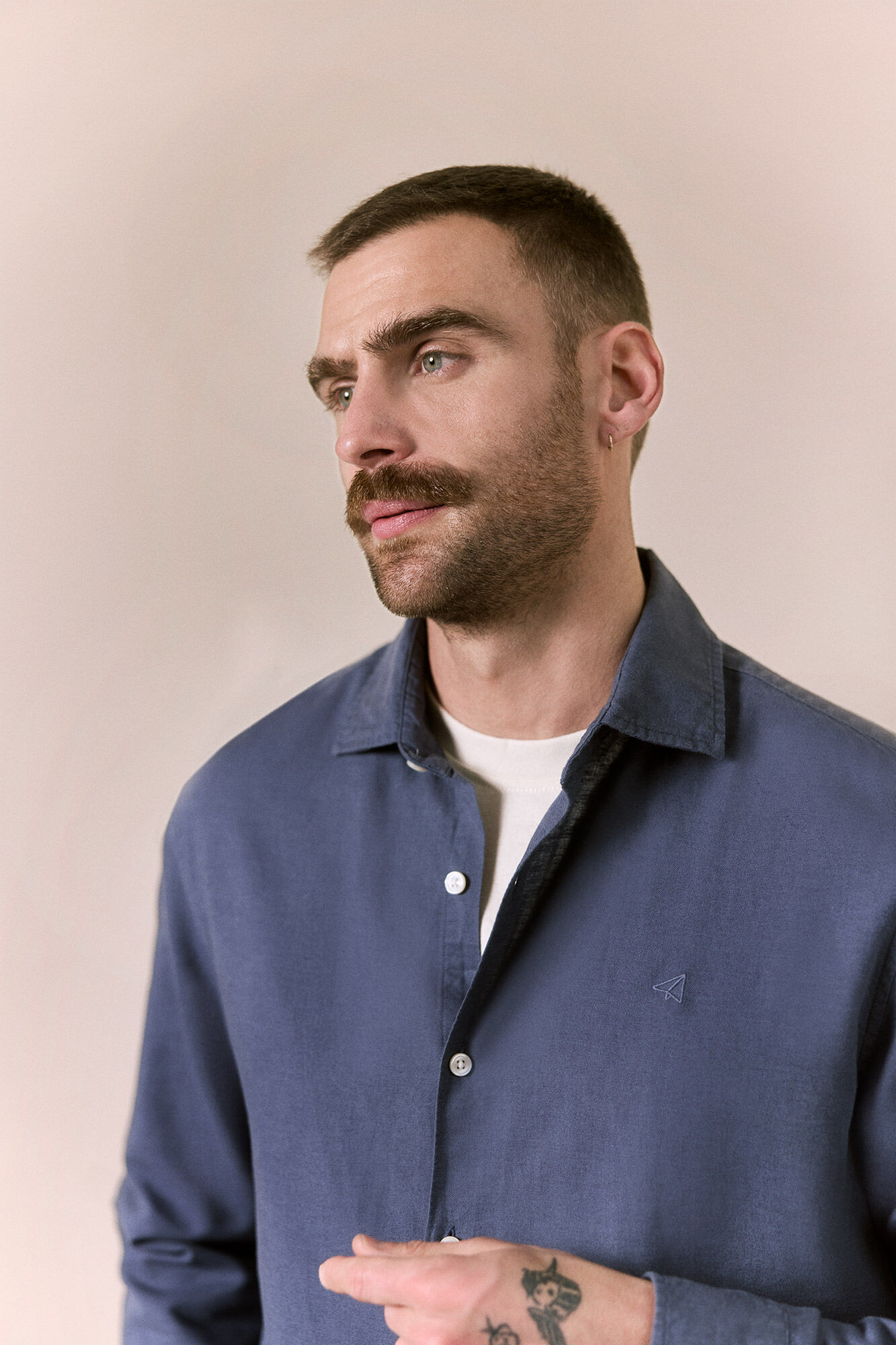 OOTO Camisa algod&oacute;n lino manga larga